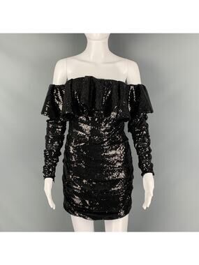 ATTICO Size 0 Black Polyester Sequined Mini Dress